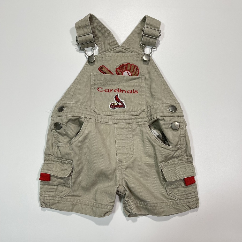 Vintage Cardinals MLB Embroidered Cargo Khaki Baby‎ Toddler Overalls 3/6 Months